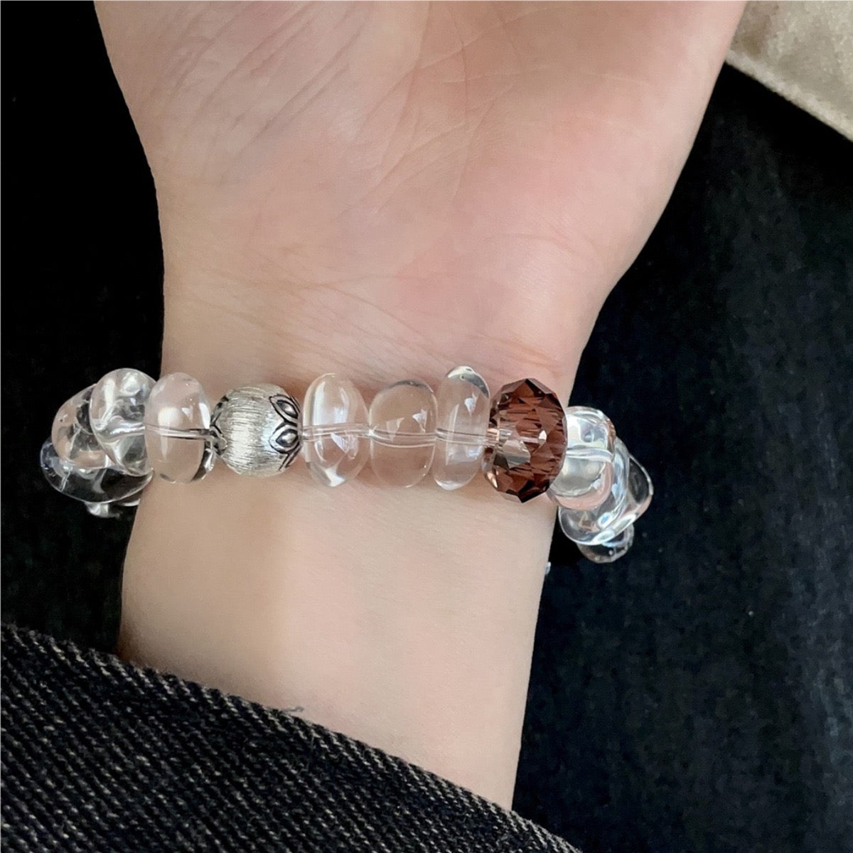 Sun Ember — Carnelian & Tiger’s Eye Bracelet with Cloisonné Accent