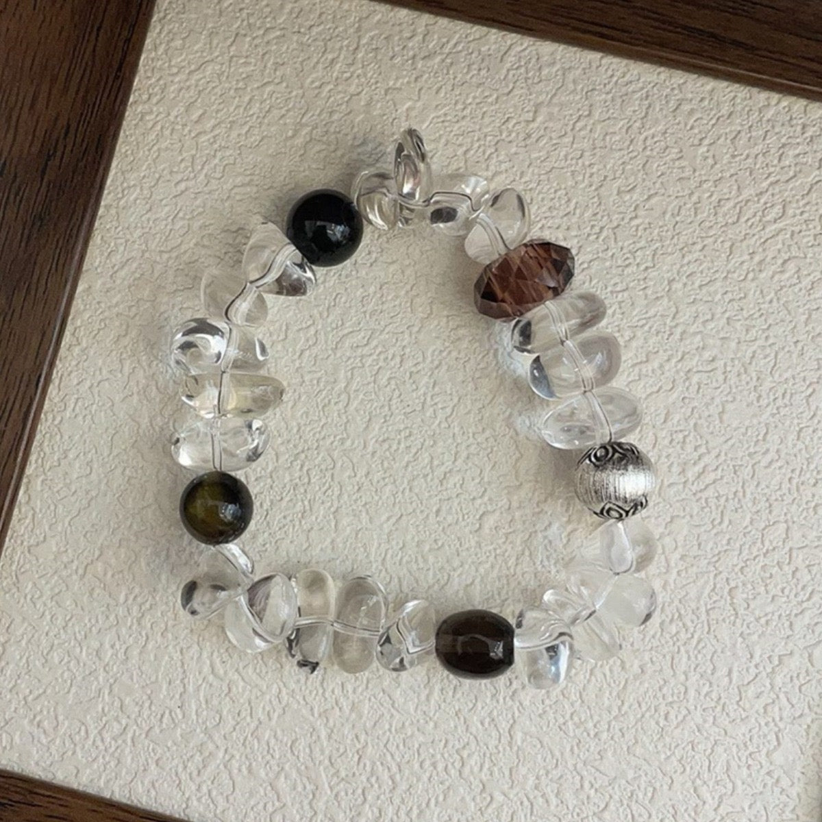 Sun Ember — Carnelian & Tiger’s Eye Bracelet with Cloisonné Accent