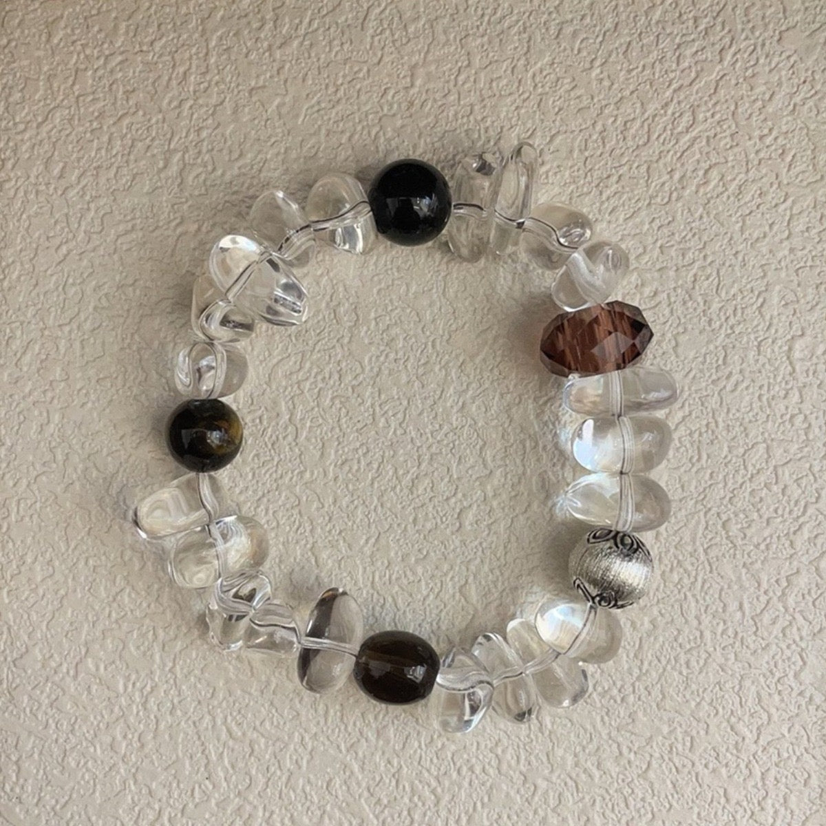 Sun Ember — Carnelian & Tiger’s Eye Bracelet with Cloisonné Accent