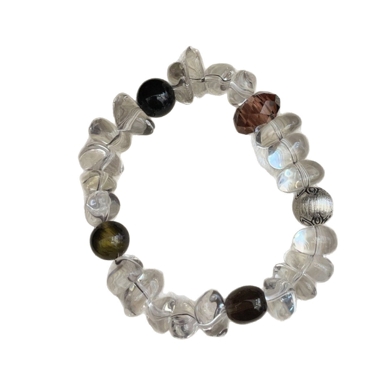 Sun Ember — Carnelian & Tiger’s Eye Bracelet with Cloisonné Accent