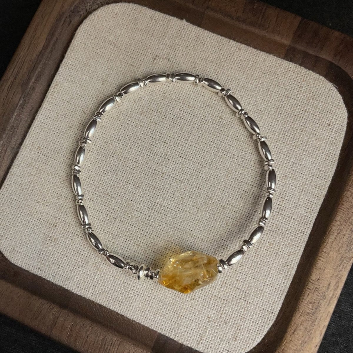 Golden Grace — Yellow Quartz & Silver Bracelet