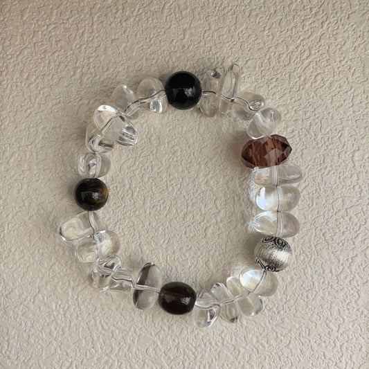 Sun Ember — Carnelian & Tiger’s Eye Bracelet with Cloisonné Accent