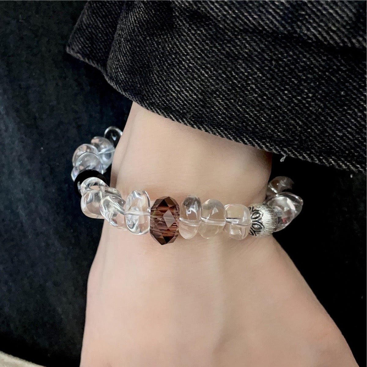 Sun Ember — Carnelian & Tiger’s Eye Bracelet with Cloisonné Accent
