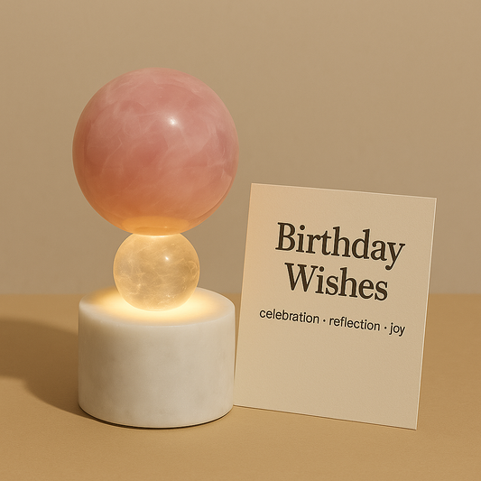 Starlit Birthday Sphere – Rose Quartz & Clear Quartz Orb
