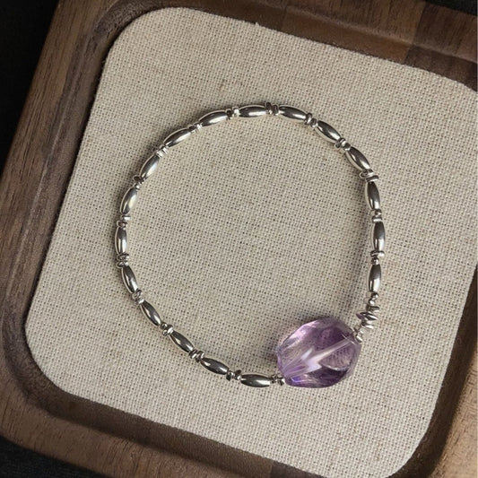 Lavender Grace — Amethyst & Silver Bracelet